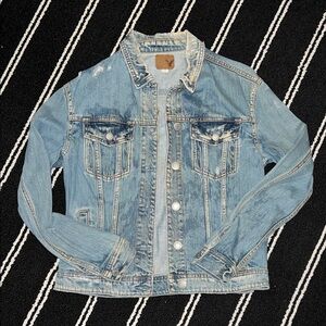 American Eagle Blue Distressed Denim Jacket